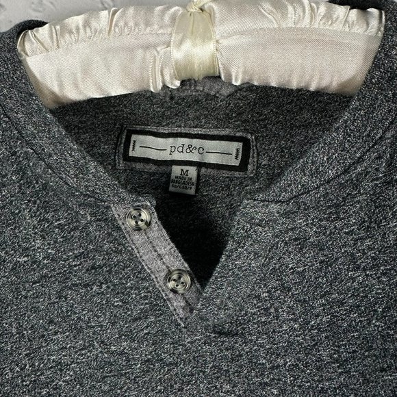 pd&c Men's Long Sleeve 2 Faux Button Henley Shirt, Size Medium, Color Gray - Picture 3 of 5